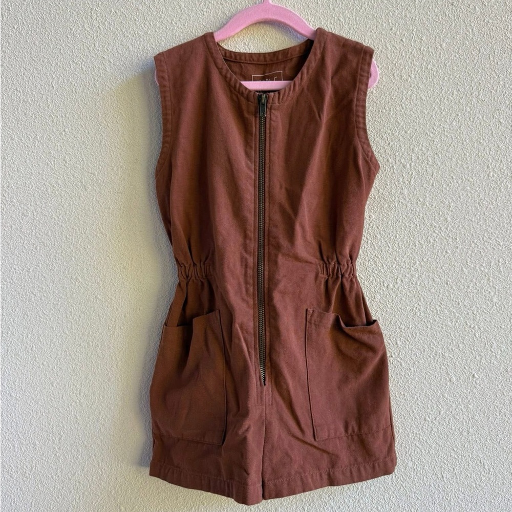 Casual Sleeveless Brown Dress with Zipper